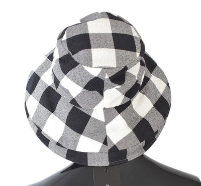 Black White Gray Check Cotton Hat