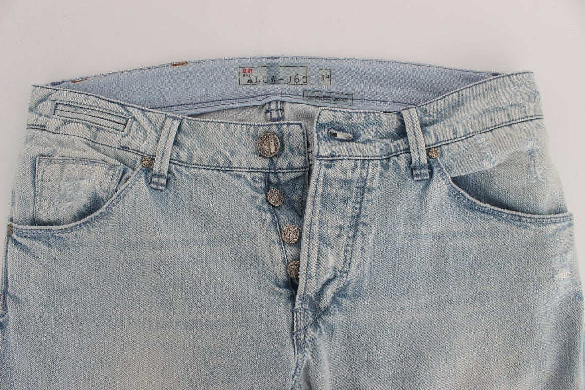 Light Blue Wash Cotton Straight Fit Jeans
