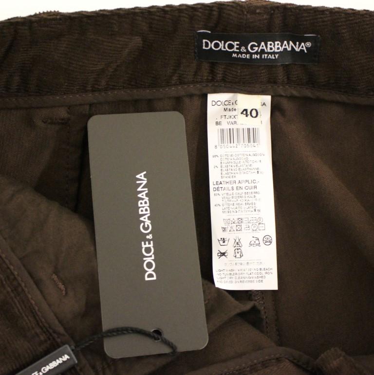 Brown Cotton Cropped Corduroys Jeans Pants