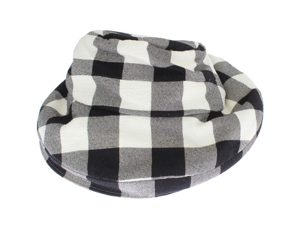 Black White Gray Check Cotton Hat