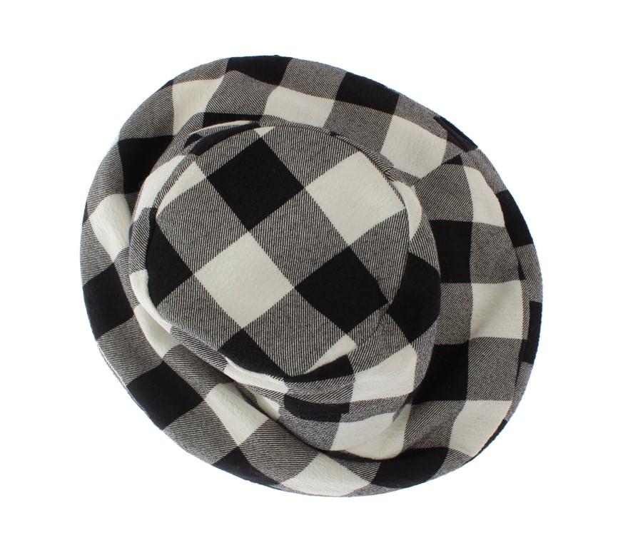 Black White Gray Check Cotton Hat