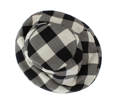 Black White Gray Check Cotton Hat