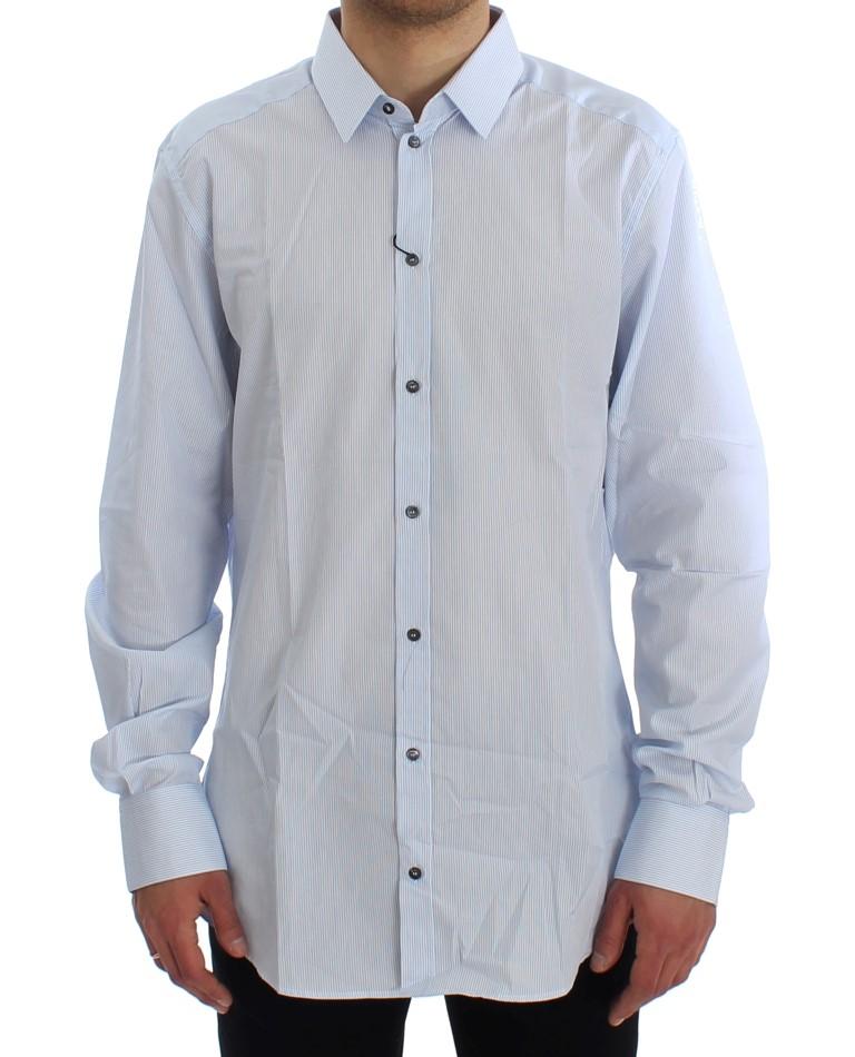 Blue Striped Cotton Slim GOLD Shirt
