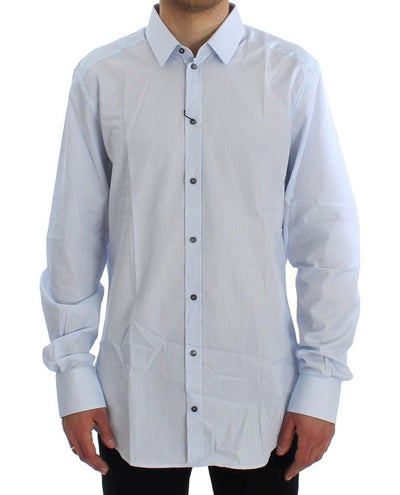 Blue Striped Cotton Slim GOLD Shirt