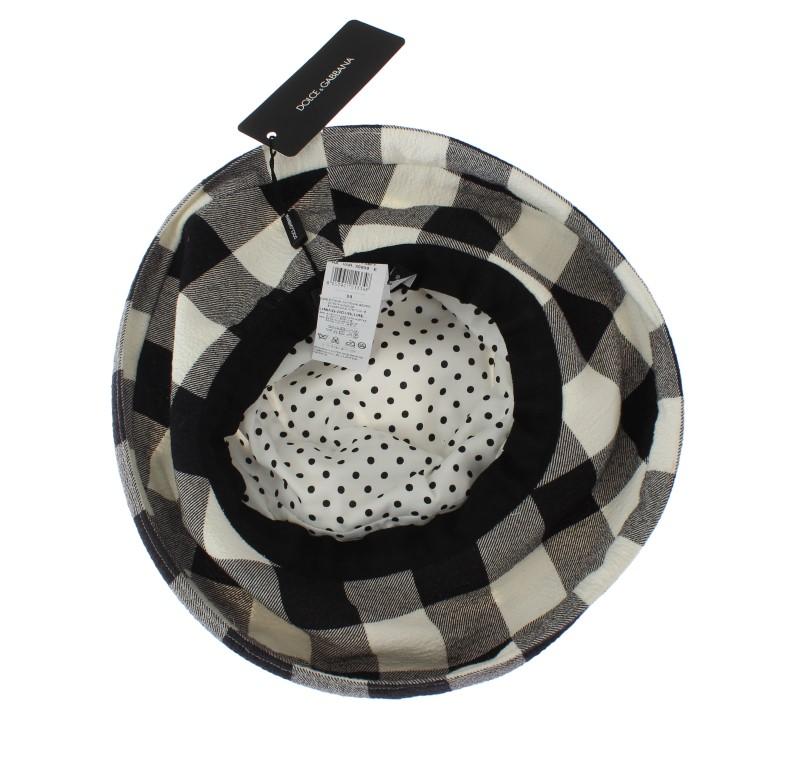 Black White Gray Check Cotton Hat