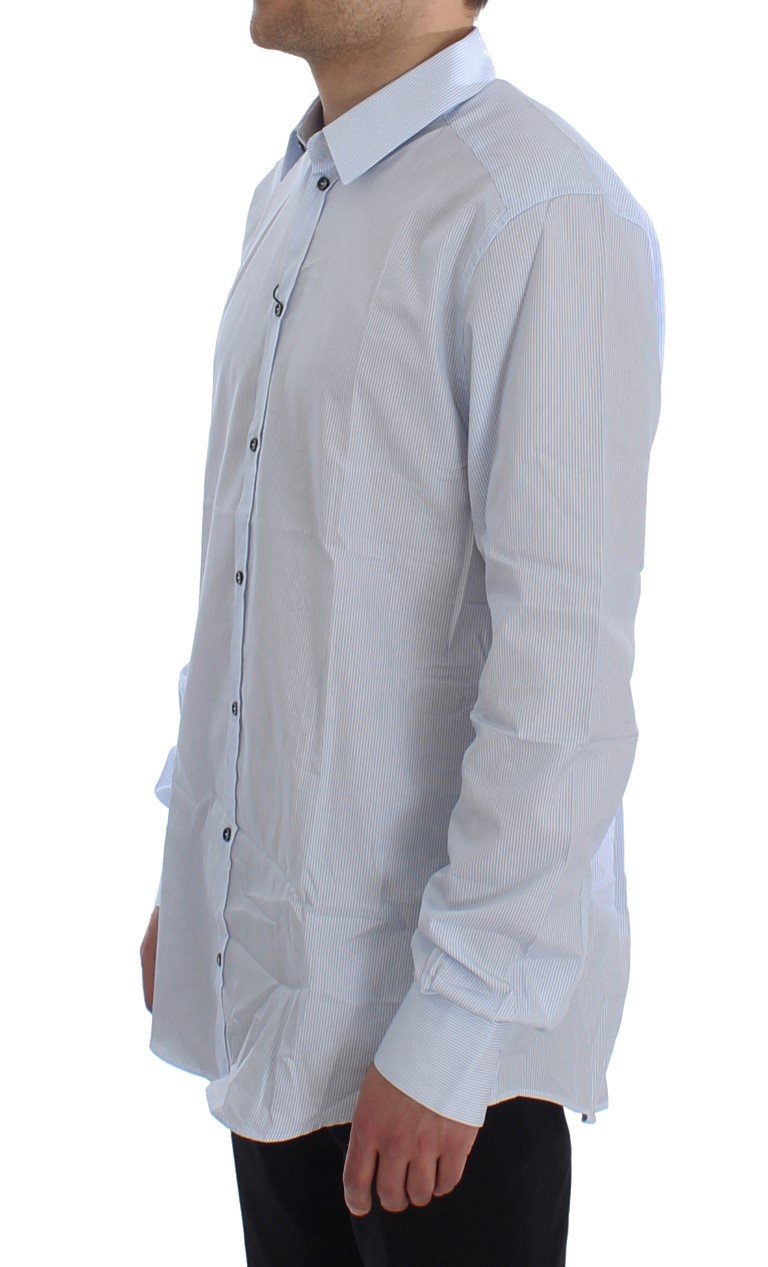 Blue Striped Cotton Slim GOLD Shirt