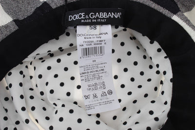 Black White Gray Check Cotton Hat