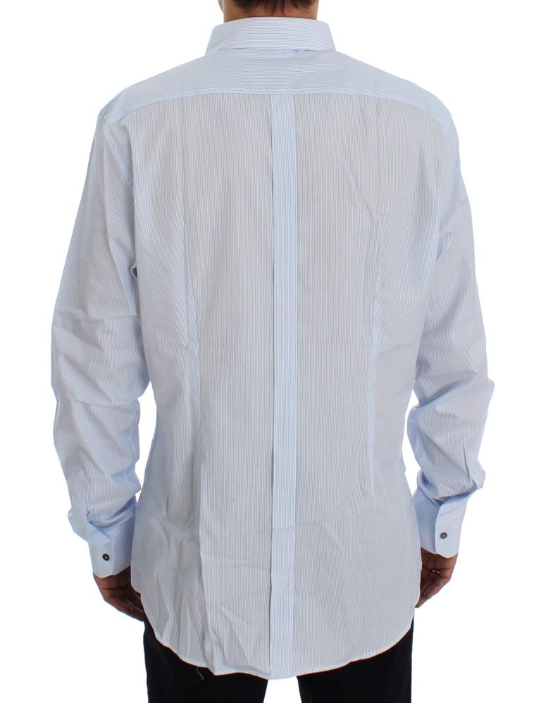 Blue Striped Cotton Slim GOLD Shirt