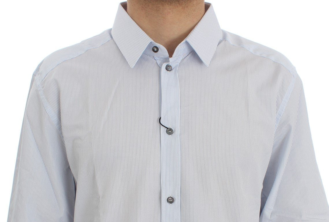 Blue Striped Cotton Slim GOLD Shirt