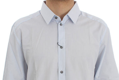 Blue Striped Cotton Slim GOLD Shirt