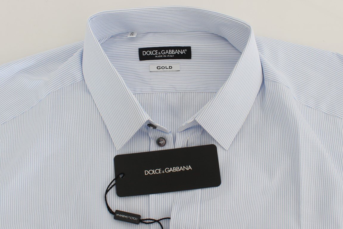 Blue Striped Cotton Slim GOLD Shirt