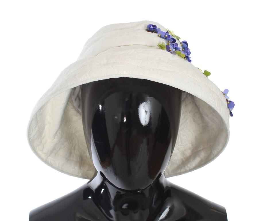 White Cotton Floral Hat