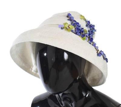 White Cotton Floral Hat