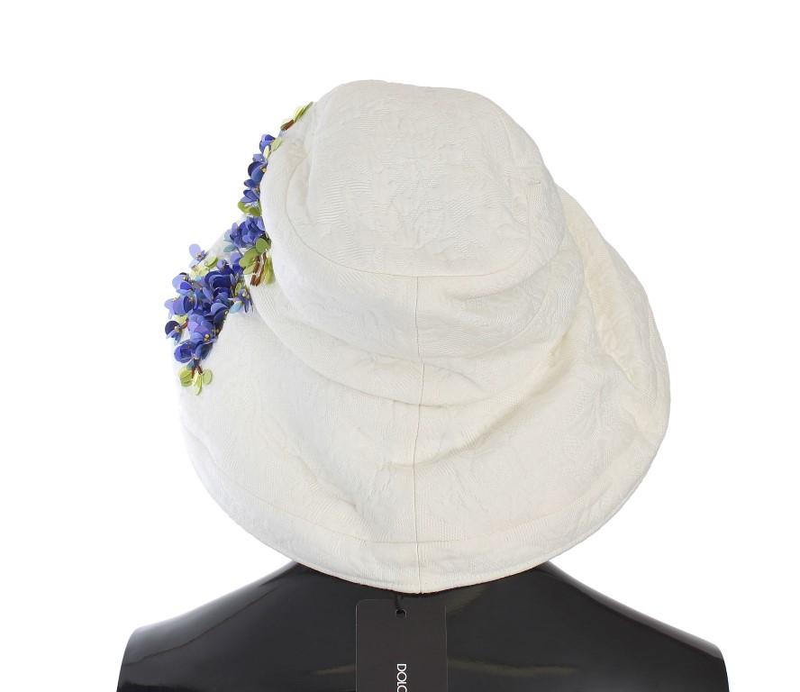 White Cotton Floral Hat