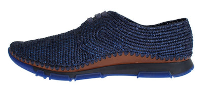Sneaker Shoes Blue Raffia Mens Sport Casual
