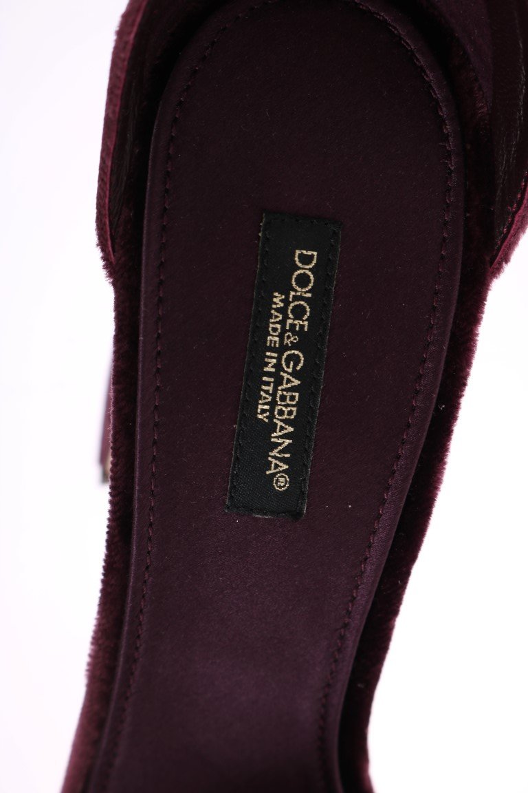 Purple Velvet Ankle Strap Heels Pumps
