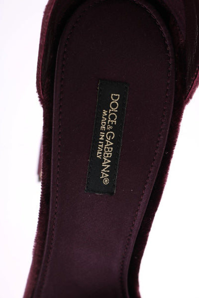 Purple Velvet Ankle Strap Heels Pumps