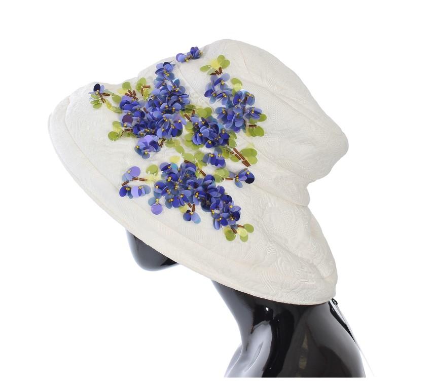 White Cotton Floral Hat