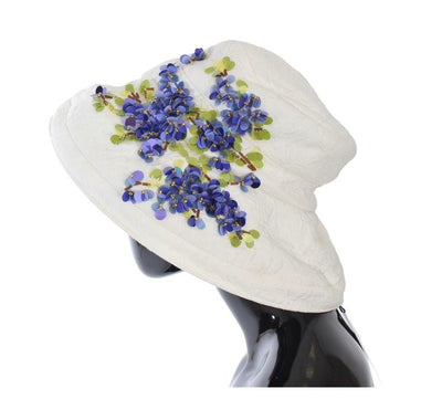 White Cotton Floral Hat