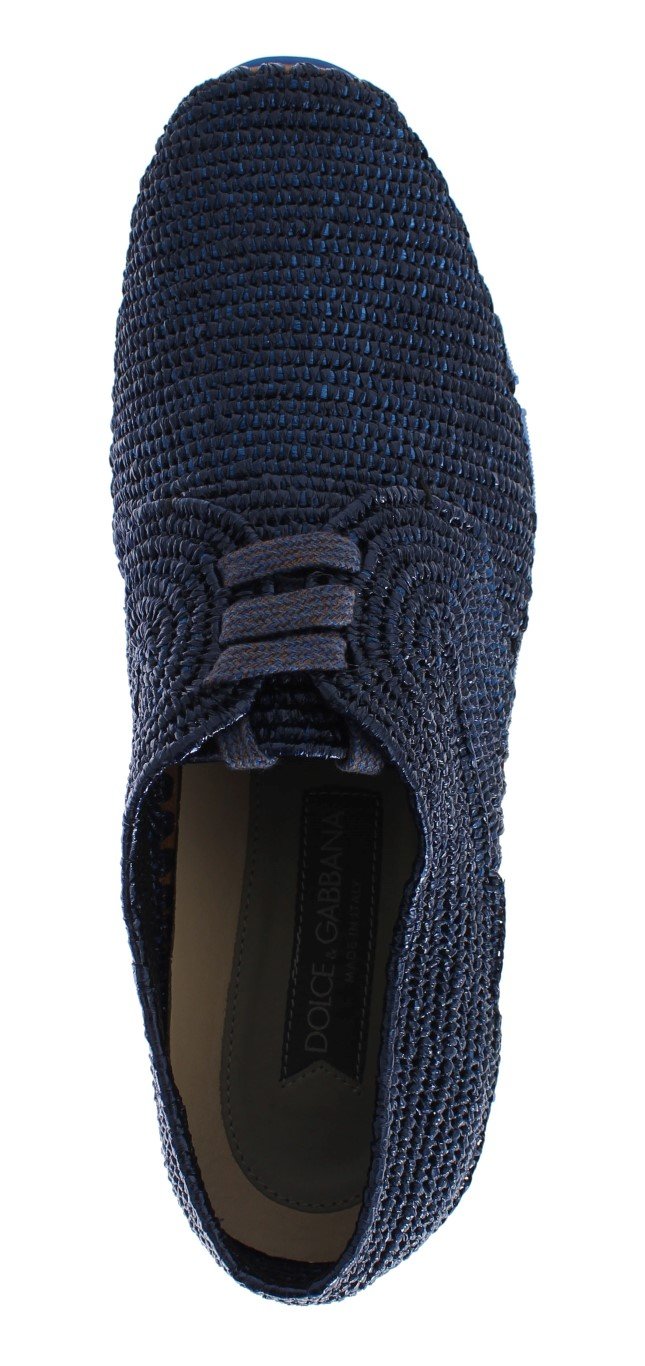 Sneaker Shoes Blue Raffia Mens Sport Casual