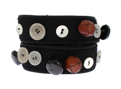 Black Viscose Wool Button Waist Belt