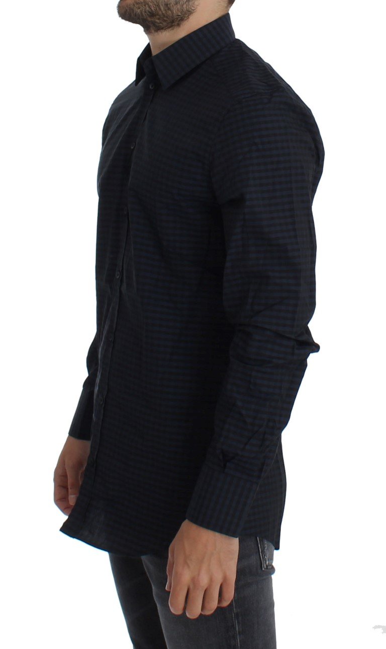 Black Checkered Slim Fit GOLD Casual Shirt