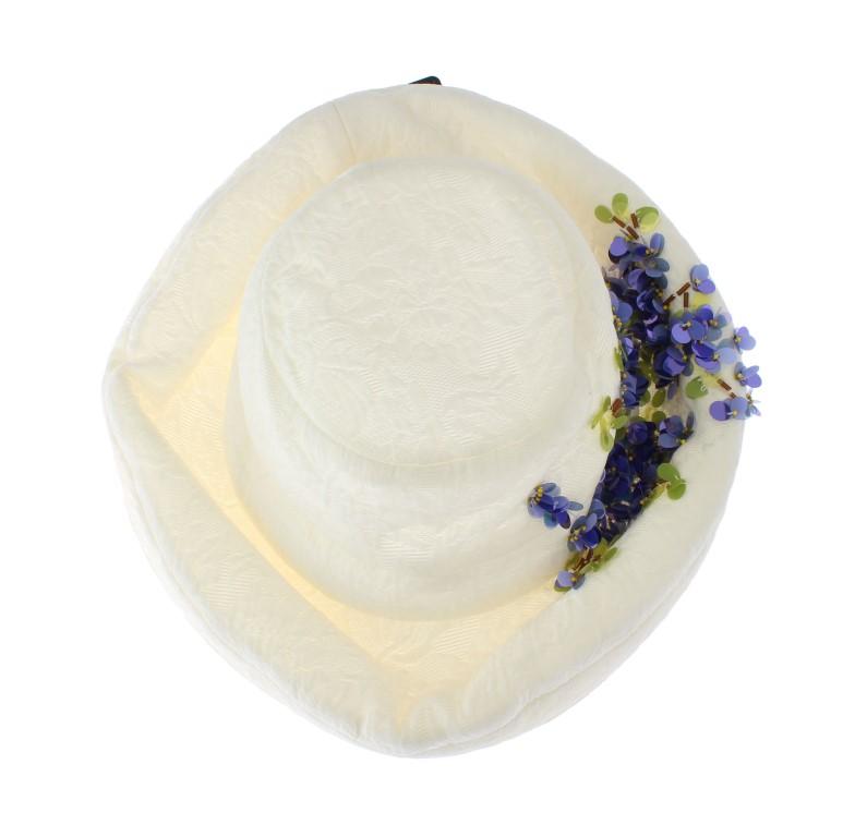 White Cotton Floral Hat
