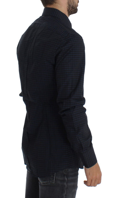 Black Checkered Slim Fit GOLD Casual Shirt