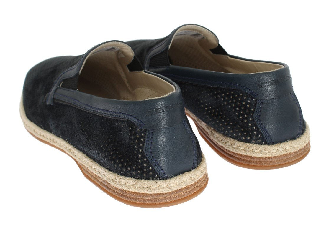 Dark Blue Leather Breathable Loafers