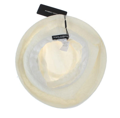 White Cotton Floral Hat