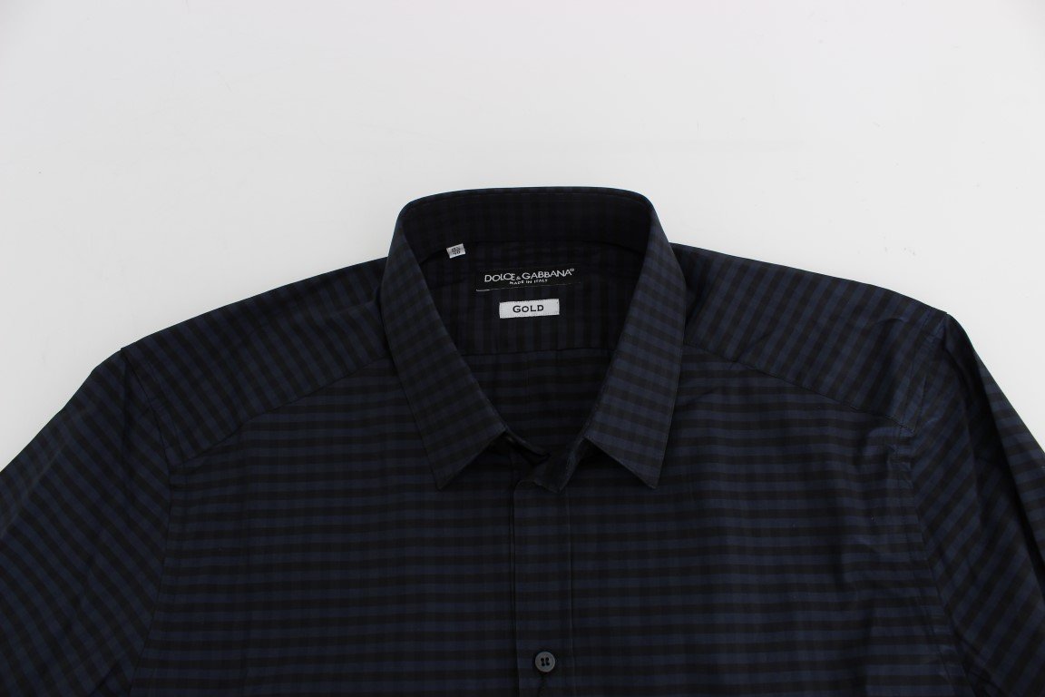 Black Checkered Slim Fit GOLD Casual Shirt