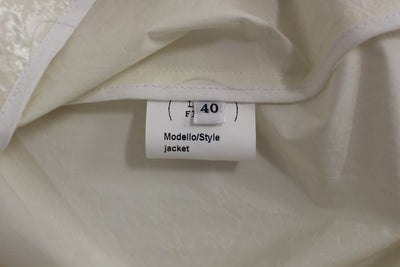White Viscose Button Front Jacket Coat Trench