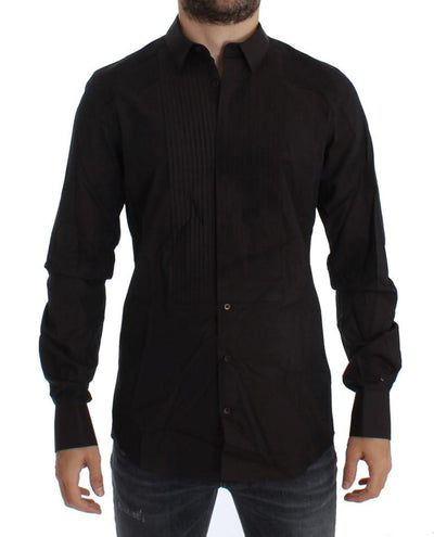 Brown Slim Fit GOLD Tuxedo Dress Shirt
