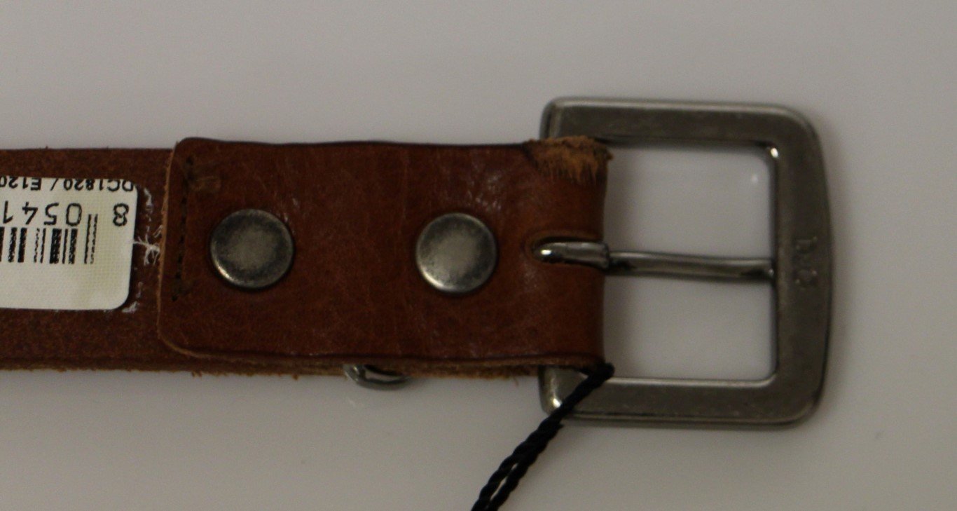Brown Leather Logo Belt
