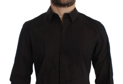 Brown Slim Fit GOLD Tuxedo Dress Shirt