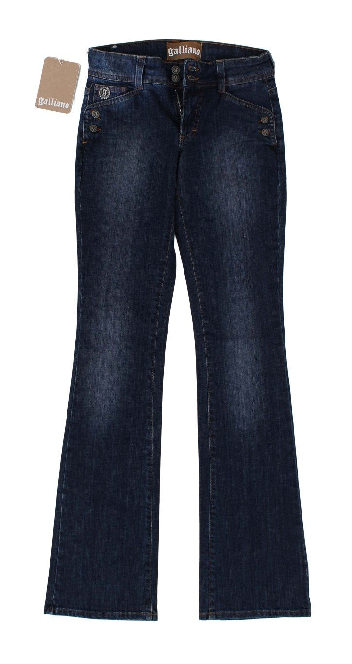Blue Wash Boot Cut Flair Stretch Cotton Jeans