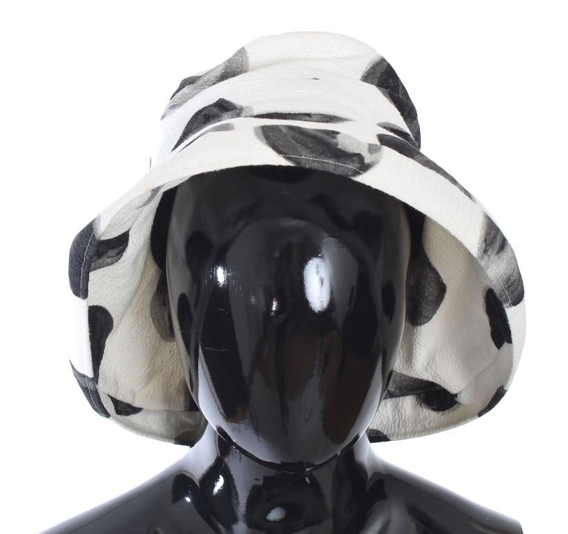 White Painted Polka Dot Print Cotton Hat