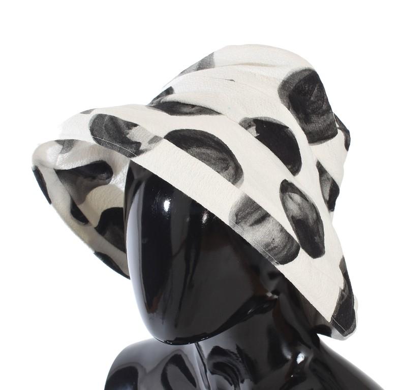 White Painted Polka Dot Print Cotton Hat