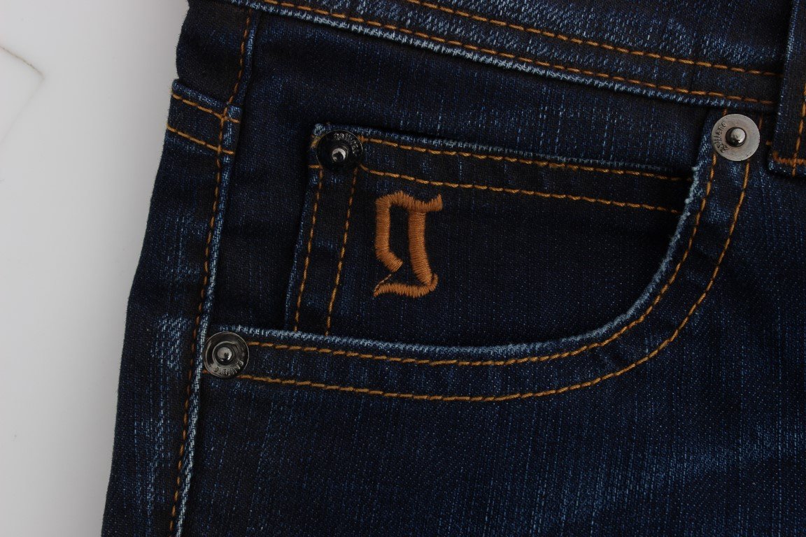 Blue Wash Cotton Blend Slim Fit Jeans