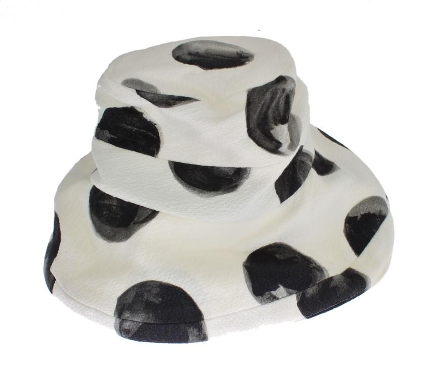White Painted Polka Dot Print Cotton Hat