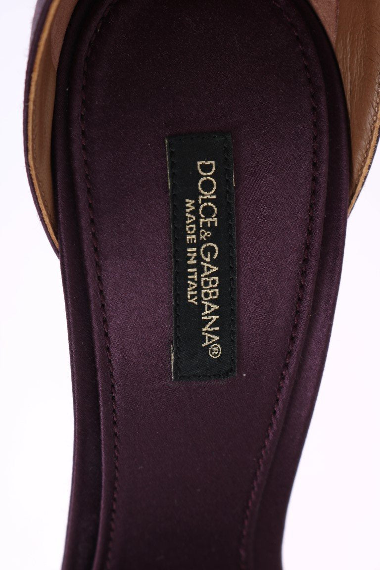 Purple Satin Ankle Strap Heels Pumps