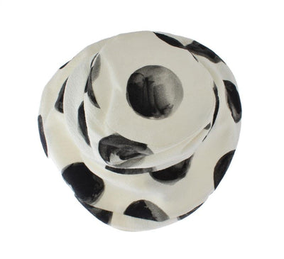 White Painted Polka Dot Print Cotton Hat