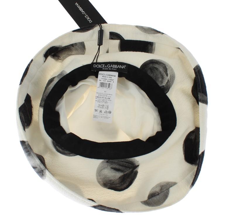 White Painted Polka Dot Print Cotton Hat
