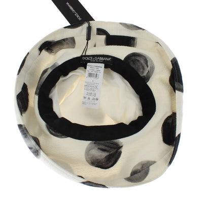 White Painted Polka Dot Print Cotton Hat