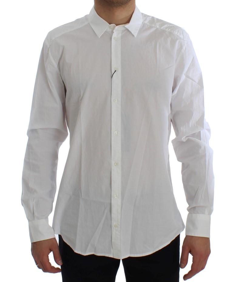 White Cotton Slim GOLD Formal Shirt
