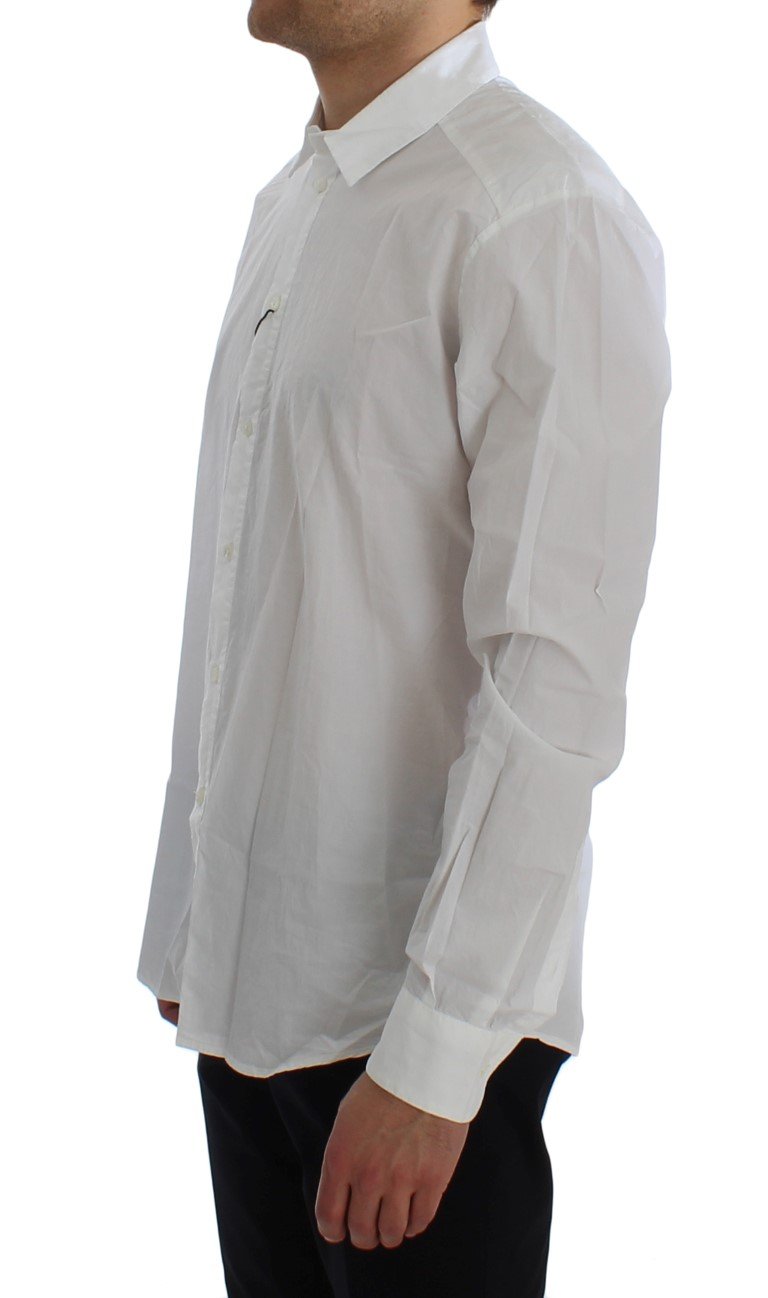 White Cotton Slim GOLD Formal Shirt