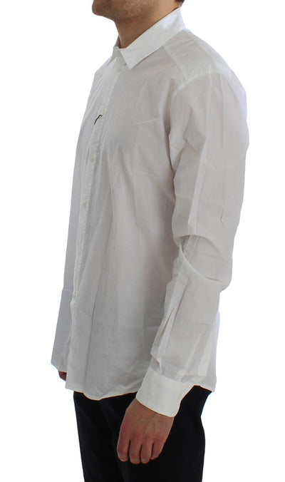 White Cotton Slim GOLD Formal Shirt