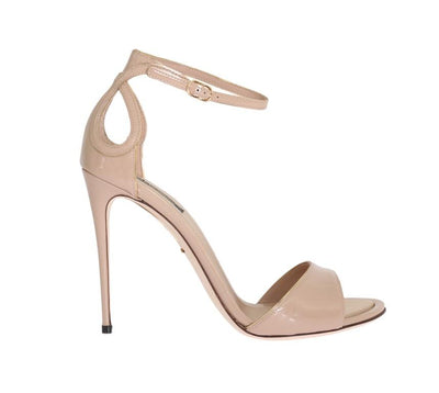 Beige Patent Leather Heels Pumps