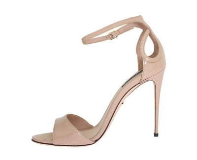 Beige Patent Leather Heels Pumps