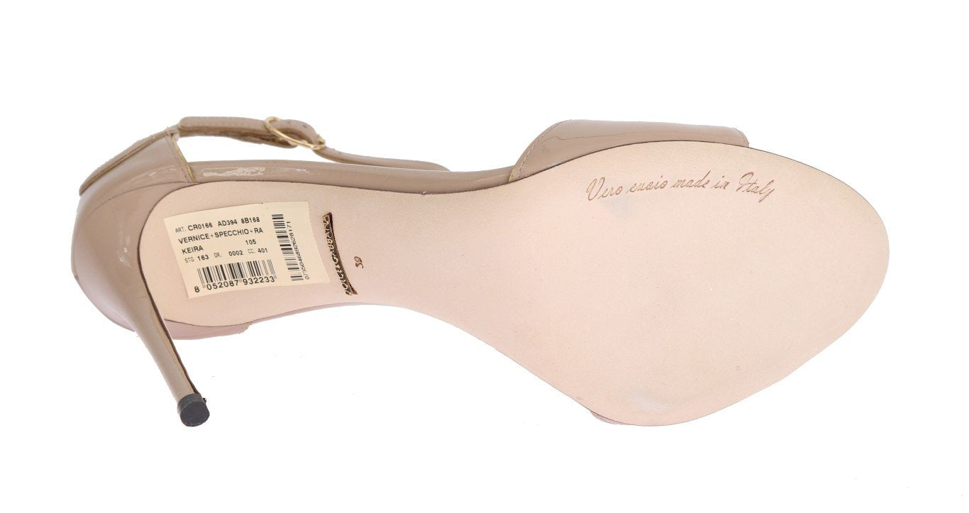 Beige Patent Leather Heels Pumps